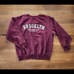 Brooklyn Varsity Crewneck Sweater - Burgundy